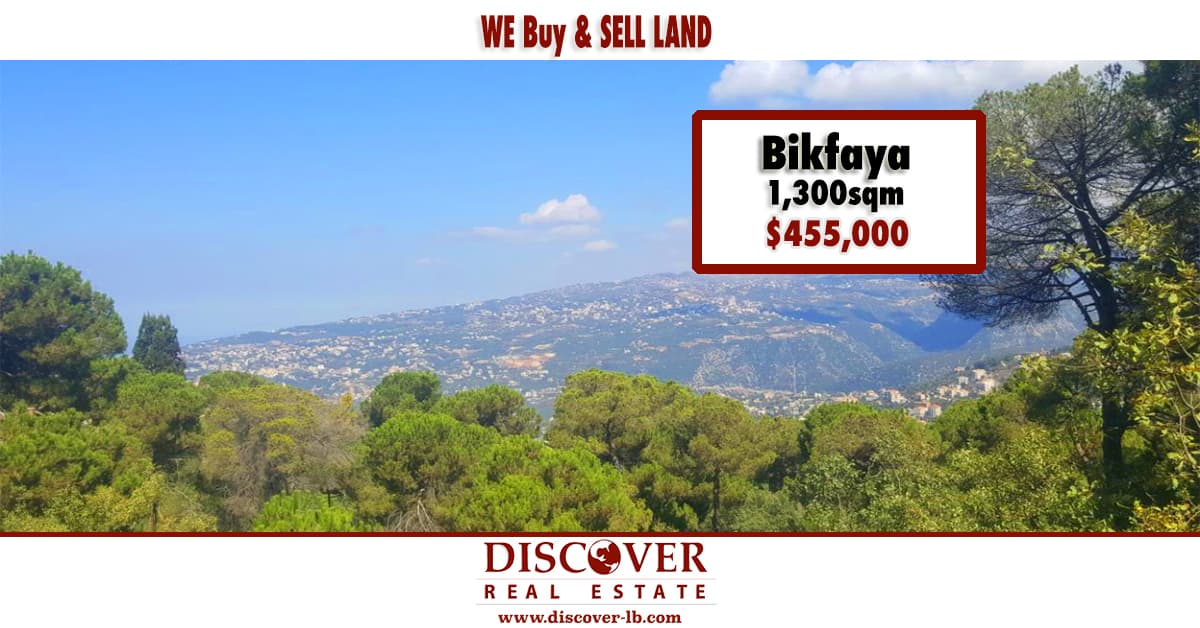 Land for sale in Bikfaya | Maten District - Ratio : 30/90 Possibility to build 4 floors ? Mountain View ? - unblock-bale View ? - calm area ? .discoverlb@gmail.com check our websit