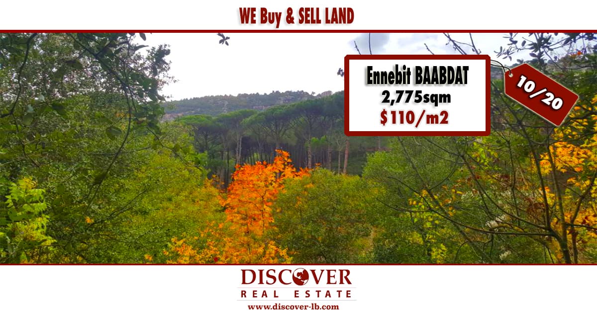 Good Deal Ratio : 10/20 Possibility to build 2 floors ?+ Roof - Land for sale in Ennebit Baabdat | Maten District - unblock-able view ? - Calm area - Easy slope .discoverlb@gmail.c