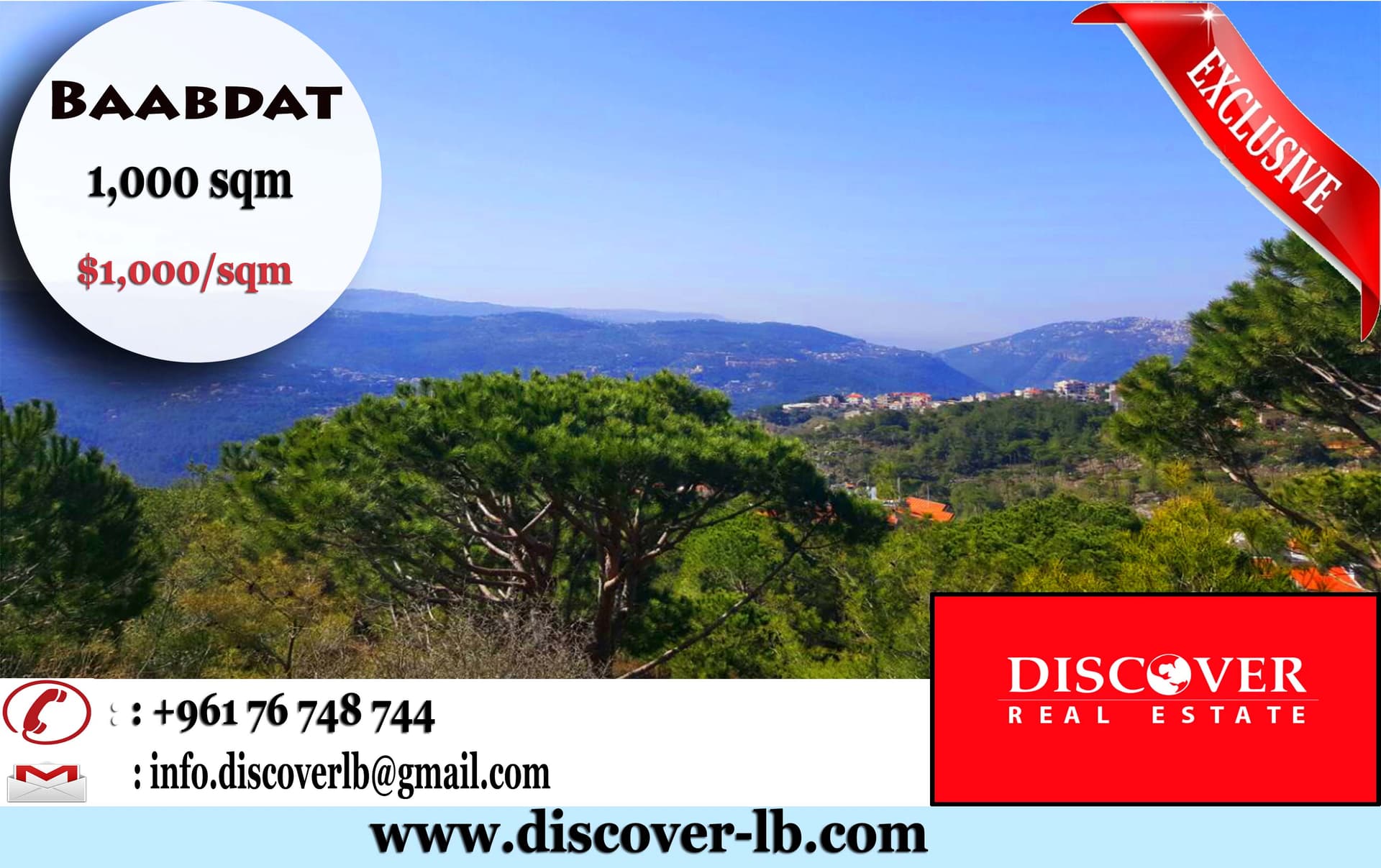 EXCLUSIVE LAND for sale in Baabaat PRIME LOCATION - villas area unblock-able View - 20/40 - private entrance